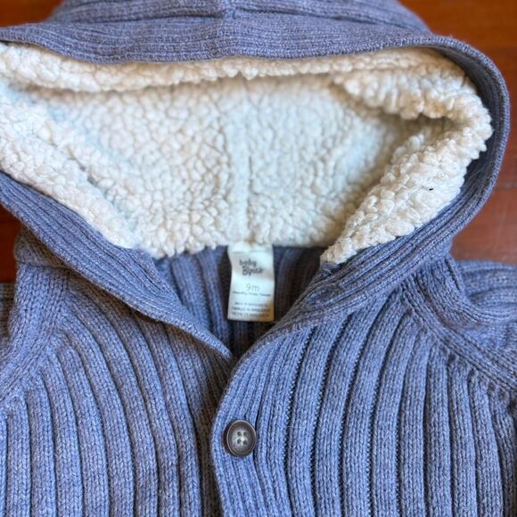 Baby B’gosh - blue sherpa fleece lined button up jumper Size 9M. - Picture 4 of 4